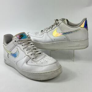 Nike Air Force 1 CV1699-100 Men's Shoe Size 10 White Iridescent Pixel Sneaker